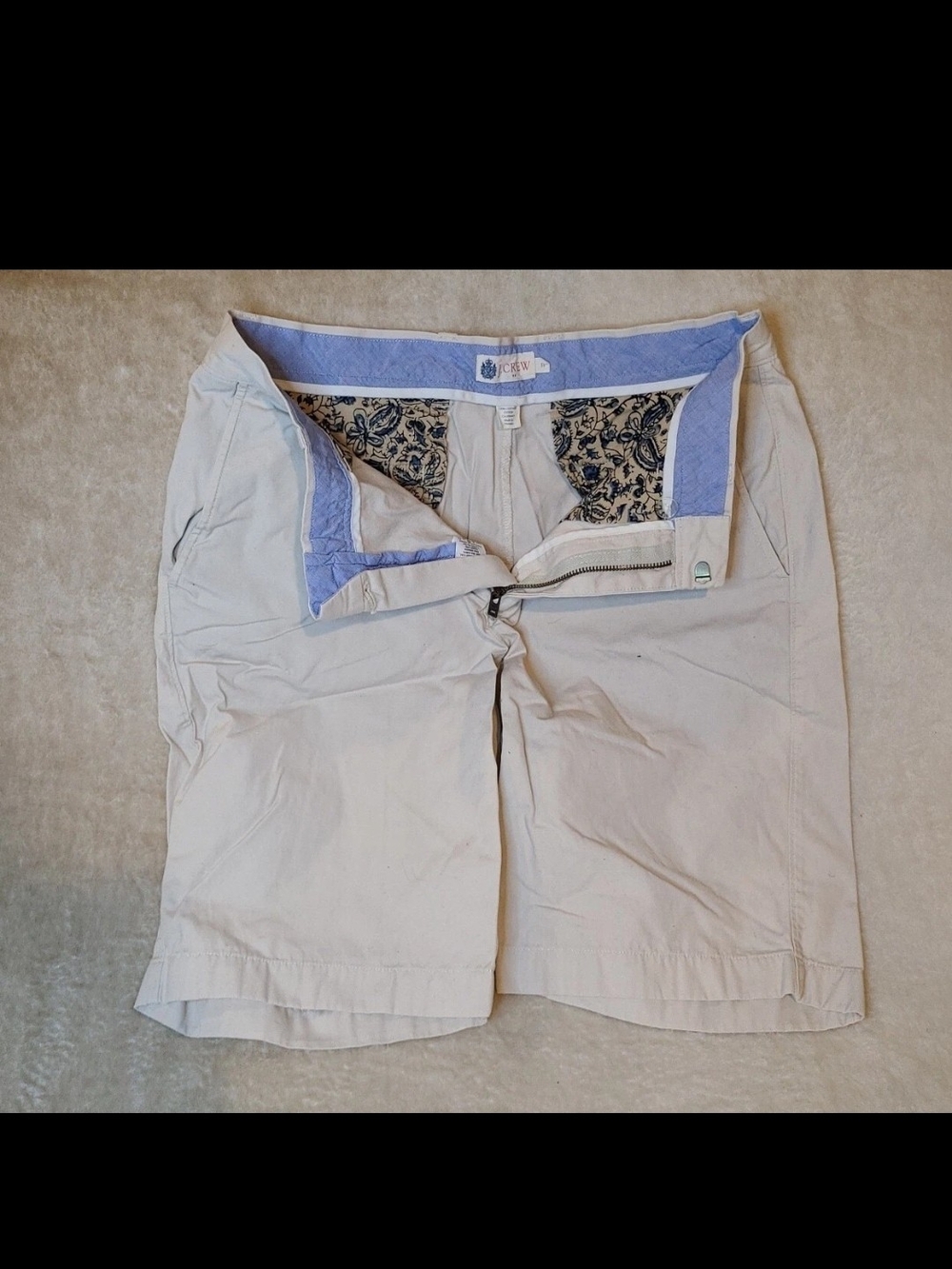 J Crew Short Men's cotton shorts, Light Khaki Flat Front size 31
